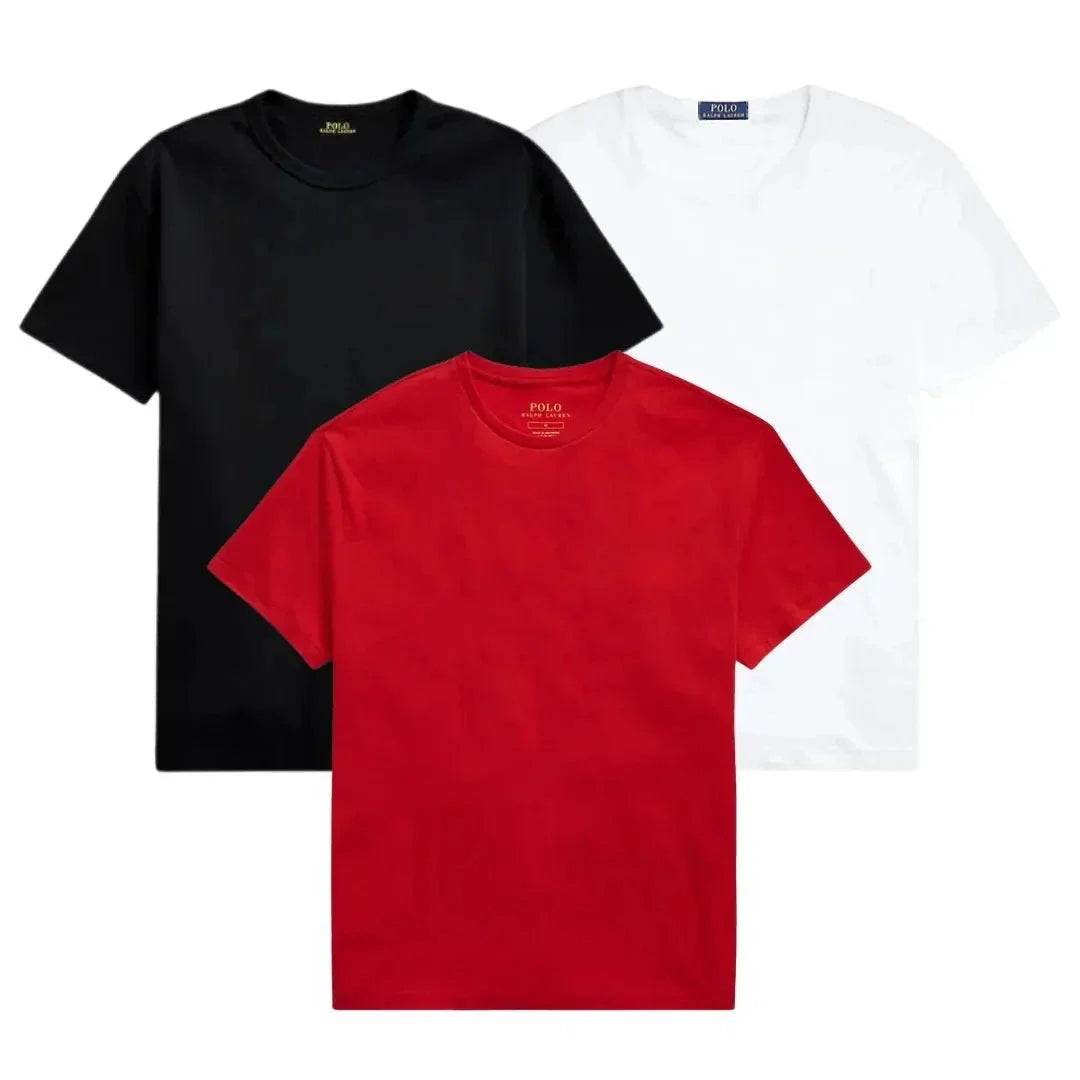 3er-Pack – Slim-Fit-Baumwoll-T-Shirts für Herren Zafira SCHWARZ • WEISS • ROT S