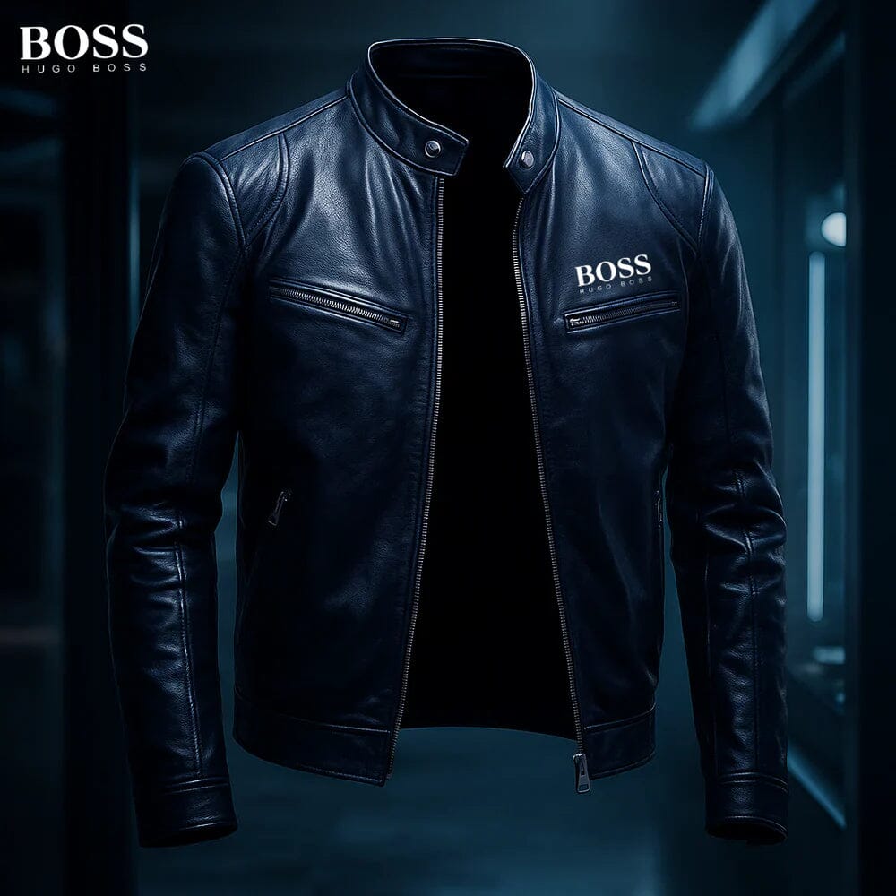 HB - Leather Jacket Hugo Boss Aurev Blue S
