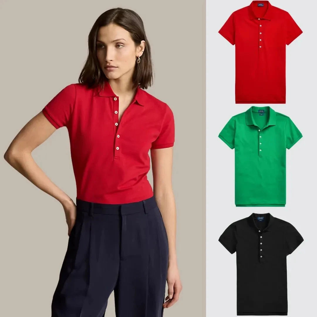 Kaufen Sie 1, erhalten Sie 3! Polo-Shirt-Set aus Piqué-Baumwolle Luxvian Rot – Dunkelgrün – Schwarz S