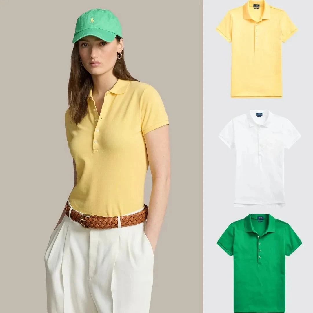 Kaufen Sie 1, erhalten Sie 3! Polo-Shirt-Set aus Piqué-Baumwolle Zafira Gelb - Weiß - Dunkelgrün S