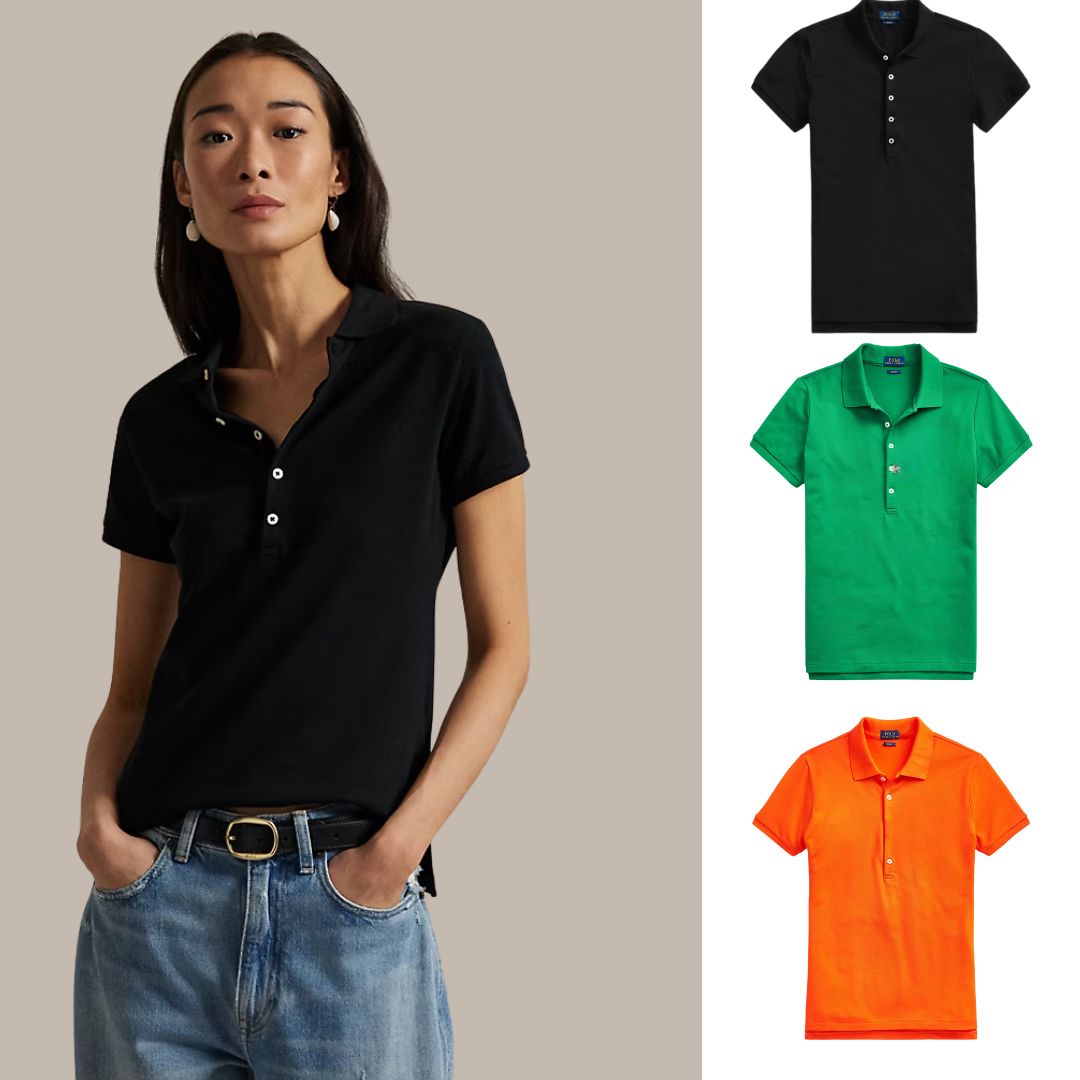 Kaufen Sie 1, erhalten Sie 3! Polo-Shirt-Set aus Piqué-Baumwolle Zafira Schwarz – Dunkelgrün – Orange S