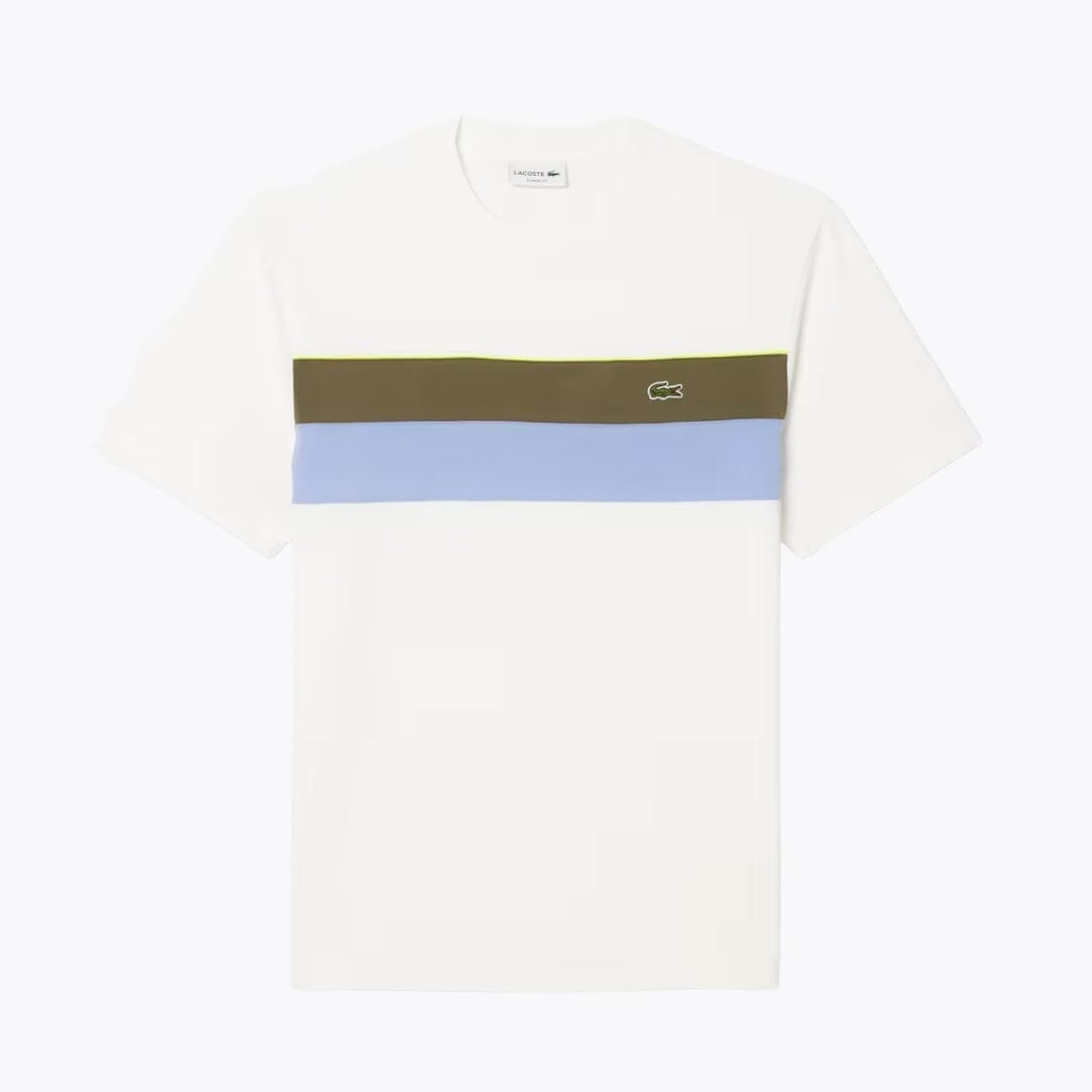 LC Jersey Colour-Block T-shirt Lacoste Luxvian White / khaki green / purple S
