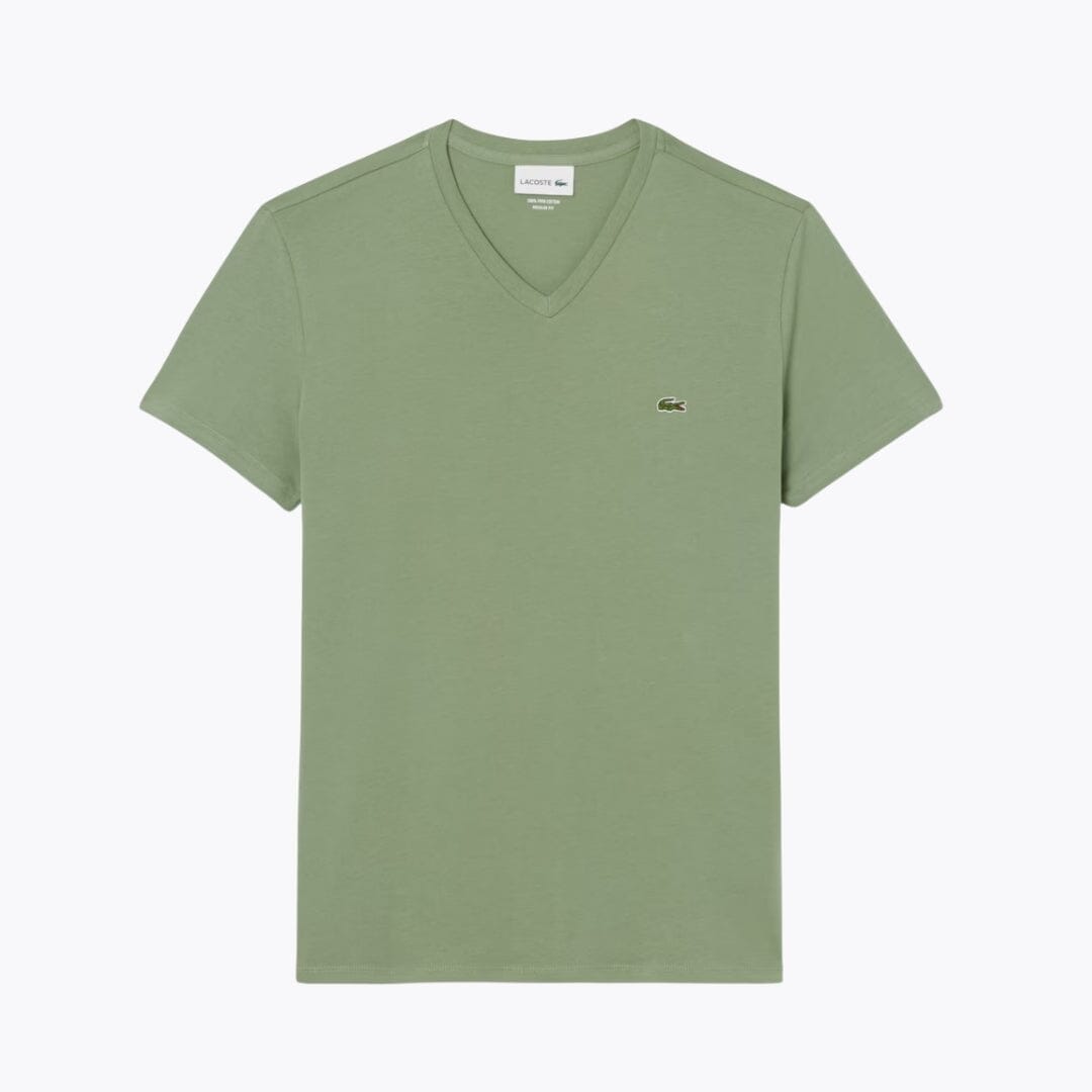 LC Lightweight Cotton Pima V Neck T-shirt Lacoste Luxvian Green S