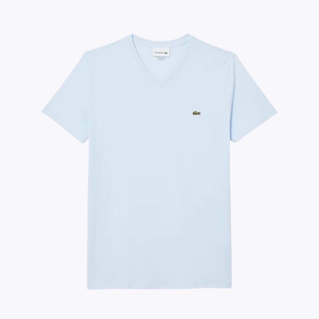 LC Lightweight Cotton Pima V Neck T-shirt Lacoste Luxvian Light blue S