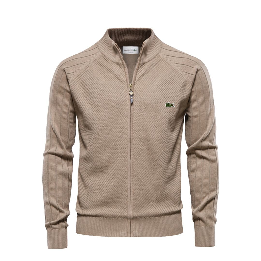 LC Pull Zippé Texturé Homme Lacoste Luxvian Beige S
