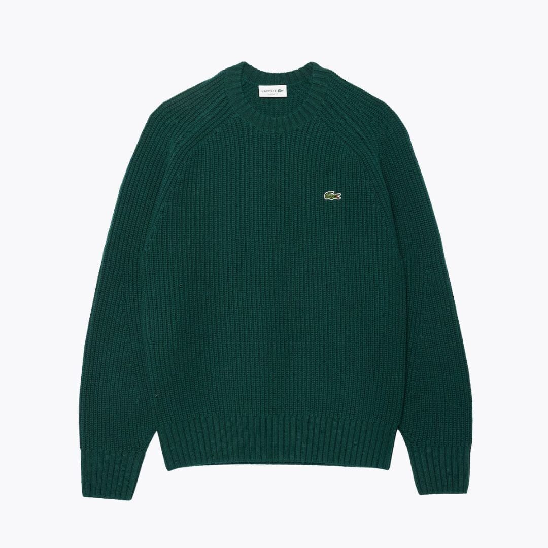 LC Thick Carded Wool Crew Neck Sweater Lacoste Luxvian Sinople green S