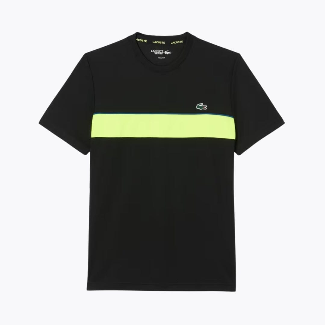 LC Ultra Dry Printed Tennis T-shirt Lacoste Luxvian Black / flashy yellow S