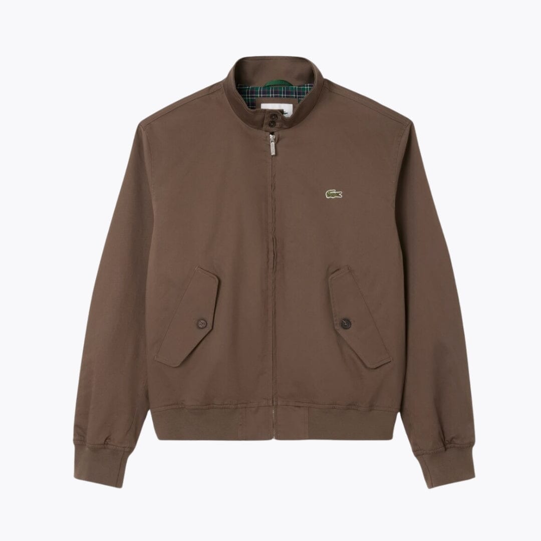 LC Water-Repellent Twill Harrington Jacket Lacoste Aurev Brown S