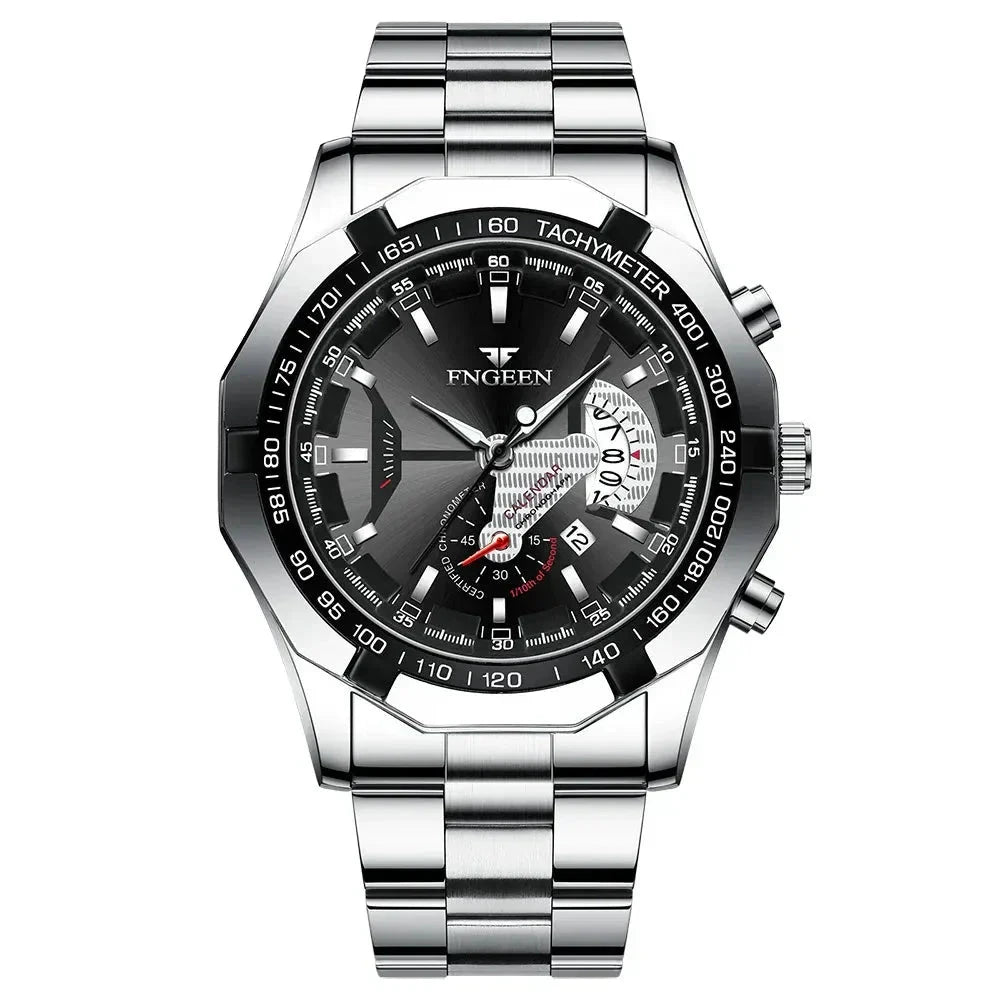 POEDAGAR Watch Engeen Poedagar Luxvian Silver Black