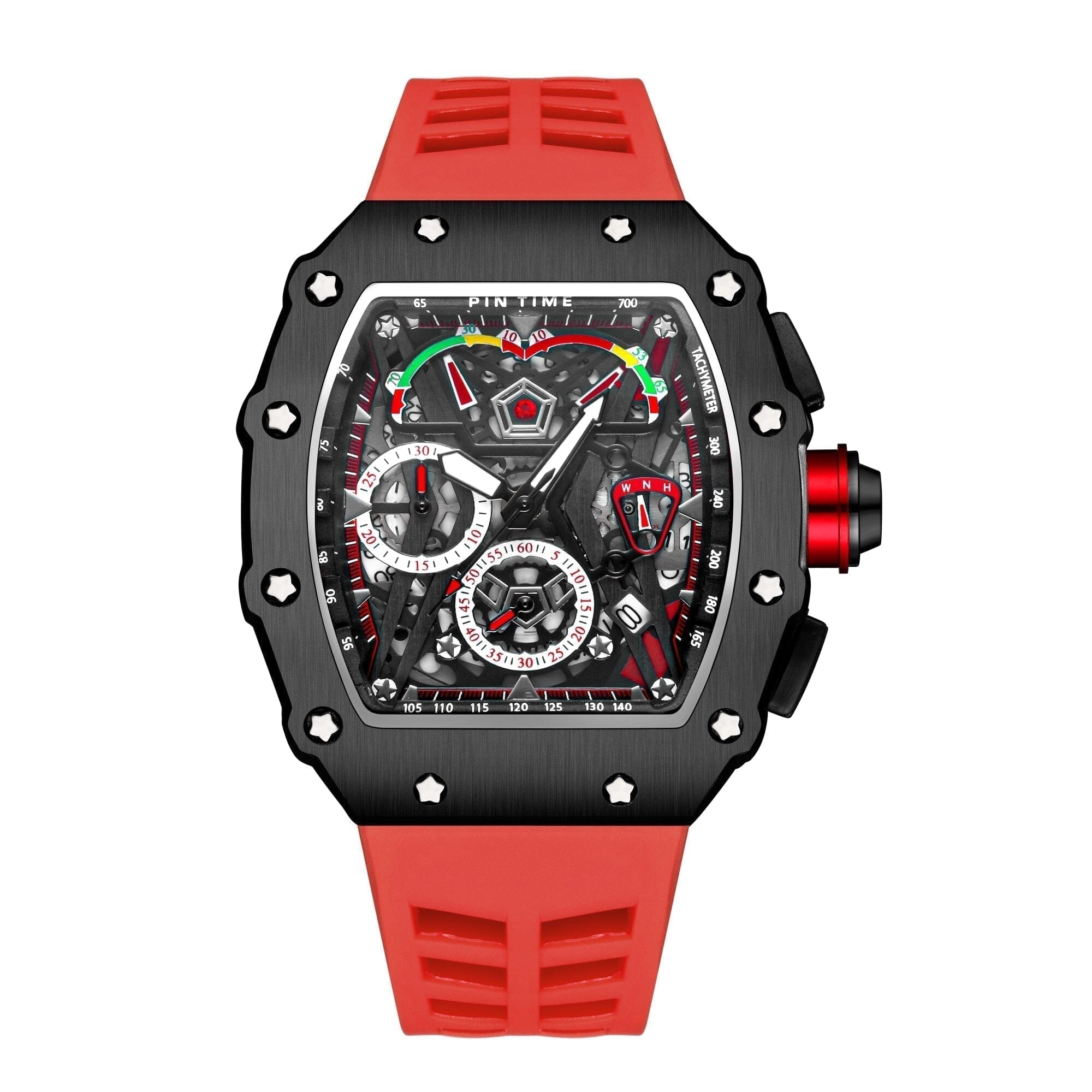 POEDAGAR Watch Pintime 42mm Poedagar Luxvian Red