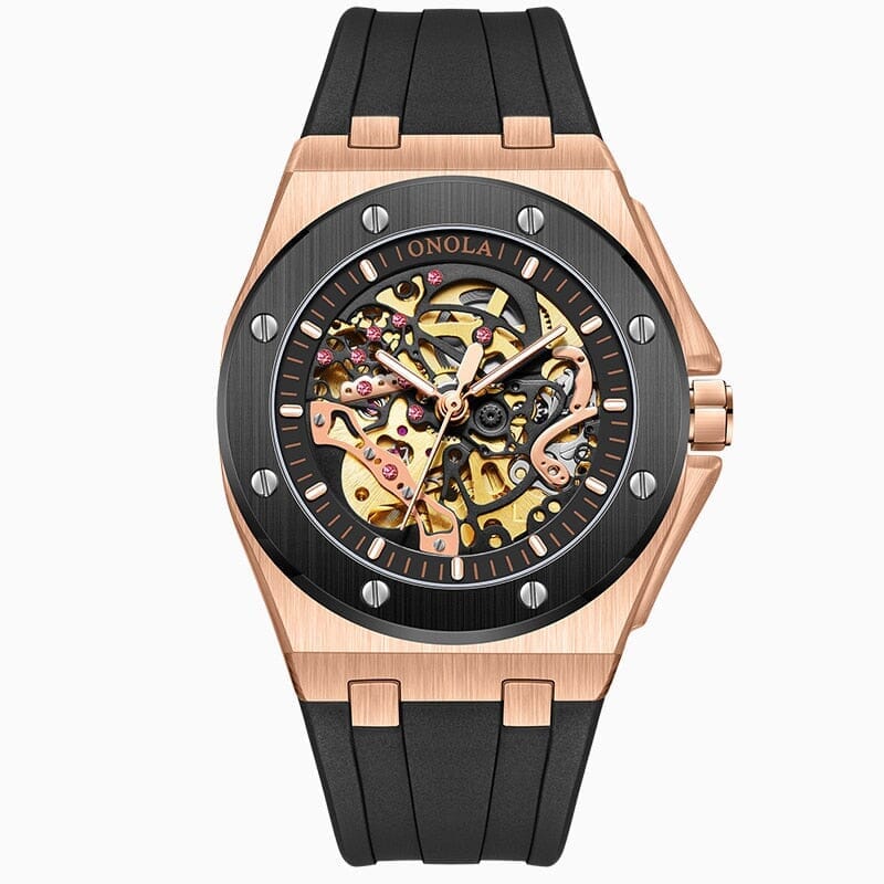 POEDAGAR Watch Skeleton Oak Poedagar Aurev Rose Black