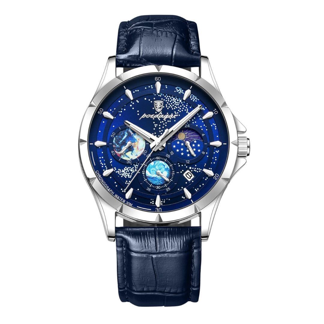 POEDAGAR Watch Space Poedagar Luxvian Silver Blue