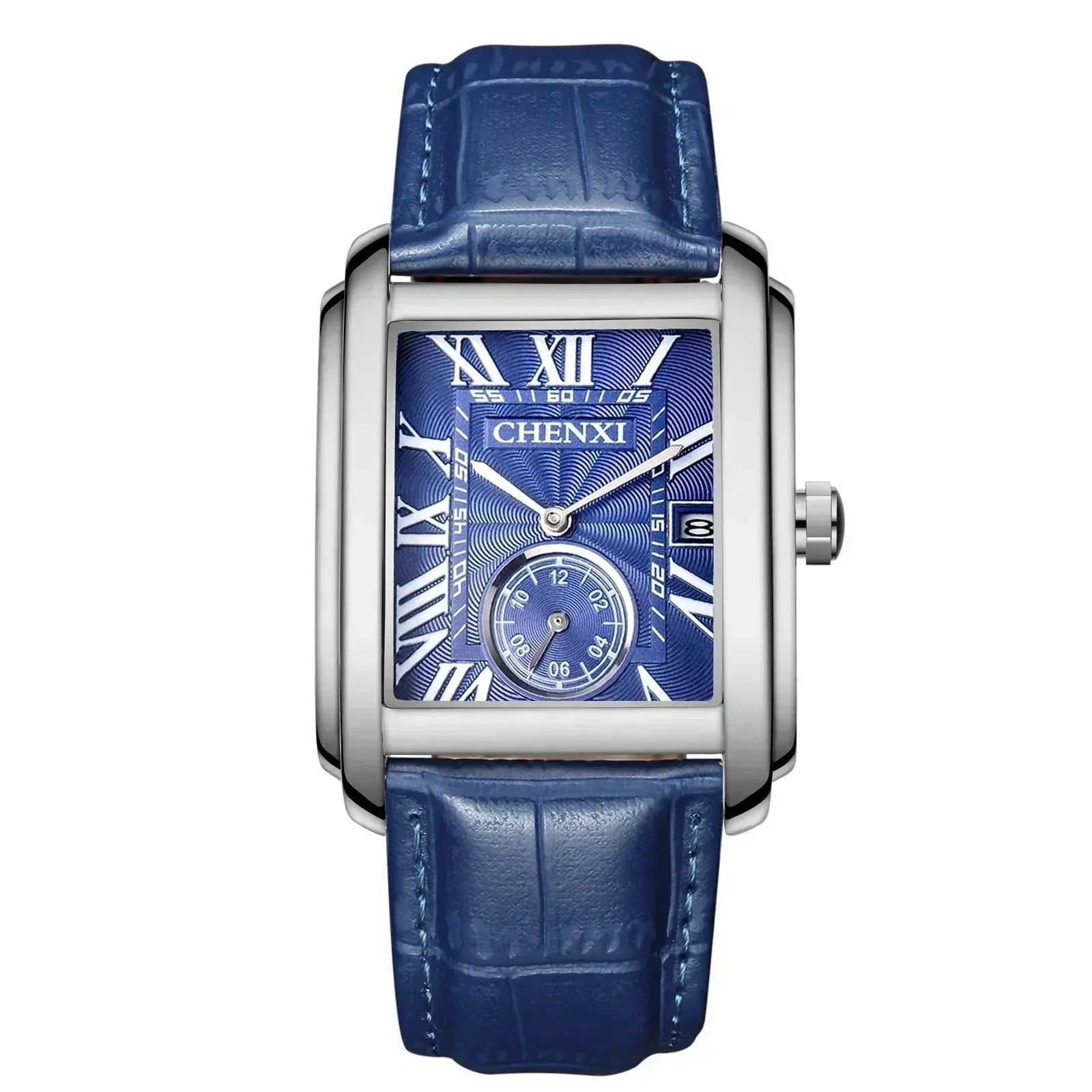 POEDAGAR Watch Vintage Pelle Poedagar Aurev Blue Silver