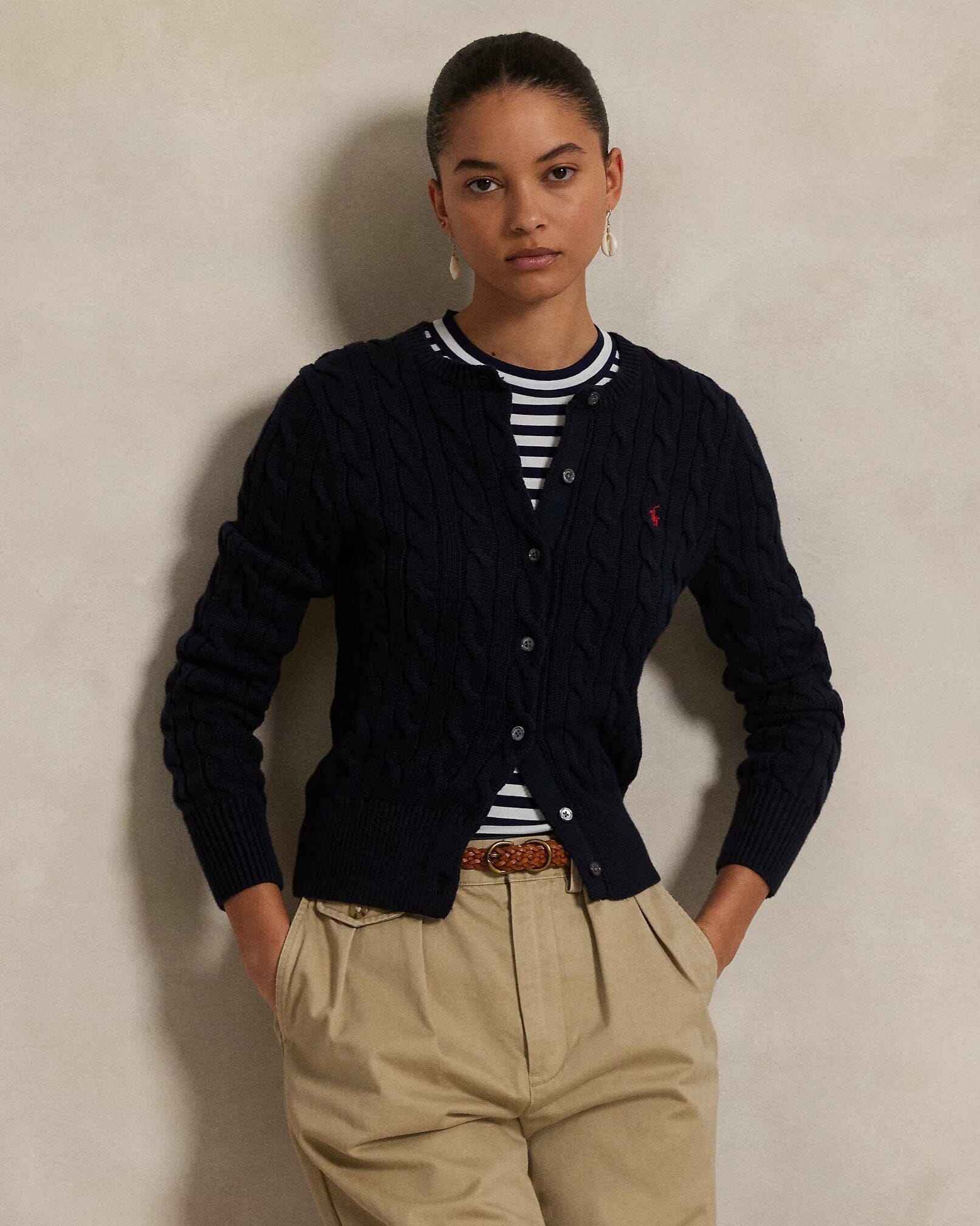 RL Cardigan | Cotton Cable-Knit Ralph Lauren Luxvian Black XS