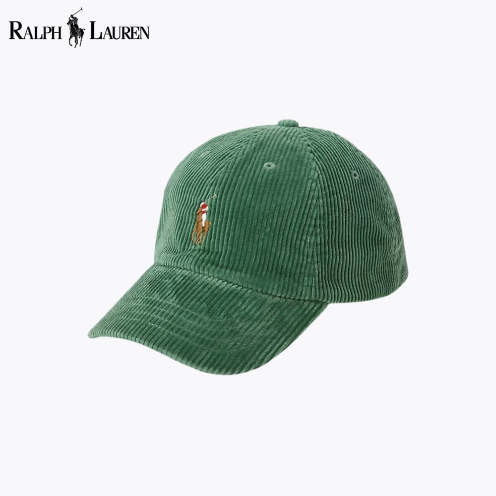 RL Corduroy Ball Cap Ralph Lauren Luxvian Meadow Green