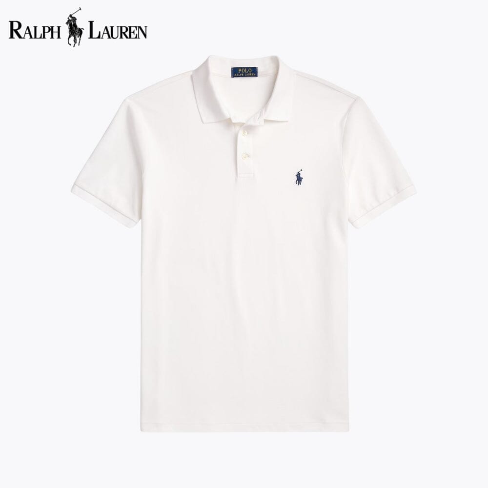 RL Custom Slim Fit Stretch Mesh Polo Shirt Ralph Lauren Aurev White S