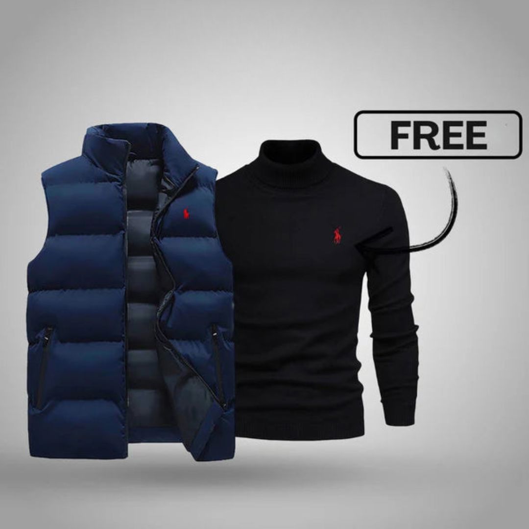 RL Men's Vest + Free Sweater (Clearance) Ralph Lauren Luxvian Blau Schwarz M