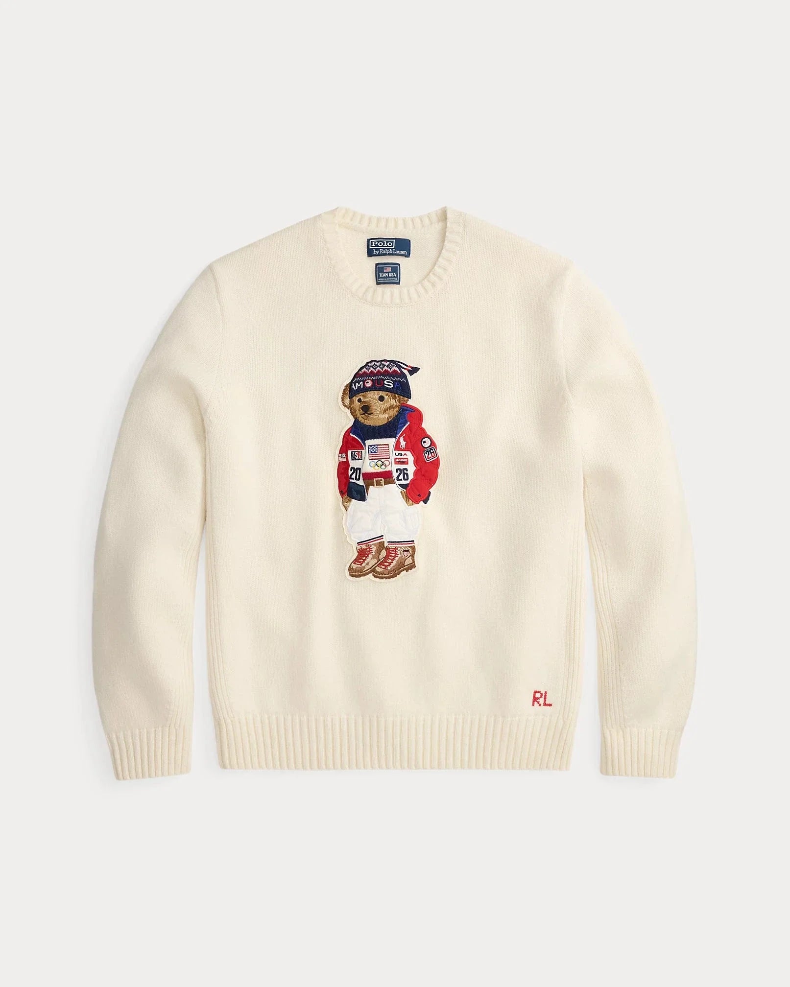RL Sweater Sweater | Team USA Polo Bear Sweater Cream Combo Ralph Lauren Luxvian