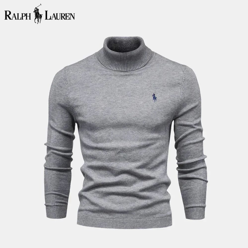 RL Turtleneck Cable-Knit Wool Knit Sweater Ralph Lauren Luxvian Gray S