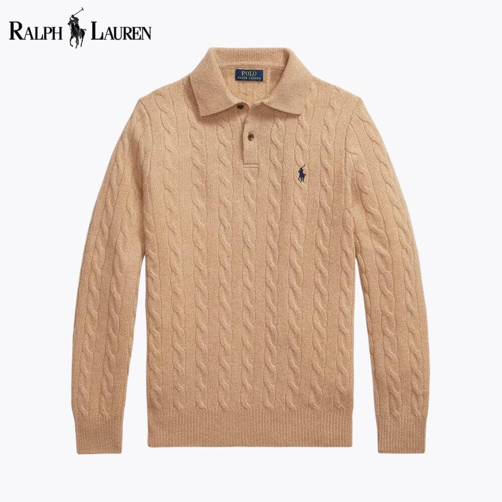 RL Wool–Cashmere Cable-Knit Jumper Ralph Lauren Luxvian Camel S