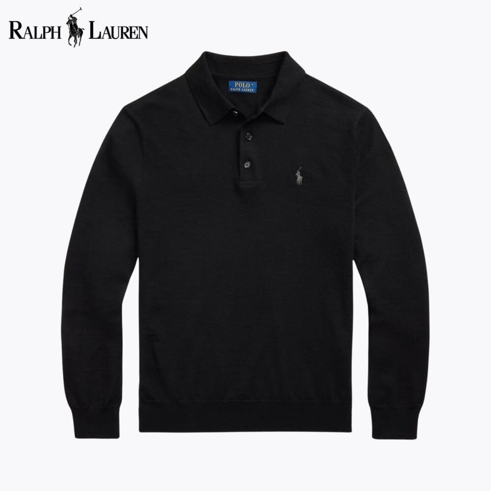 RL Wool Polo-Collar Jumper Ralph Lauren Luxvian Black S