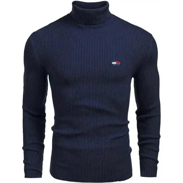 TH Turtleneck Classic Knit Sweater Tommy Hilfiger Luxvian Blue S