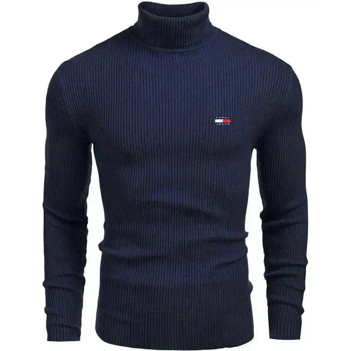 TH Turtleneck Classic Knit Sweater Tommy Hilfiger Luxvian Blue S