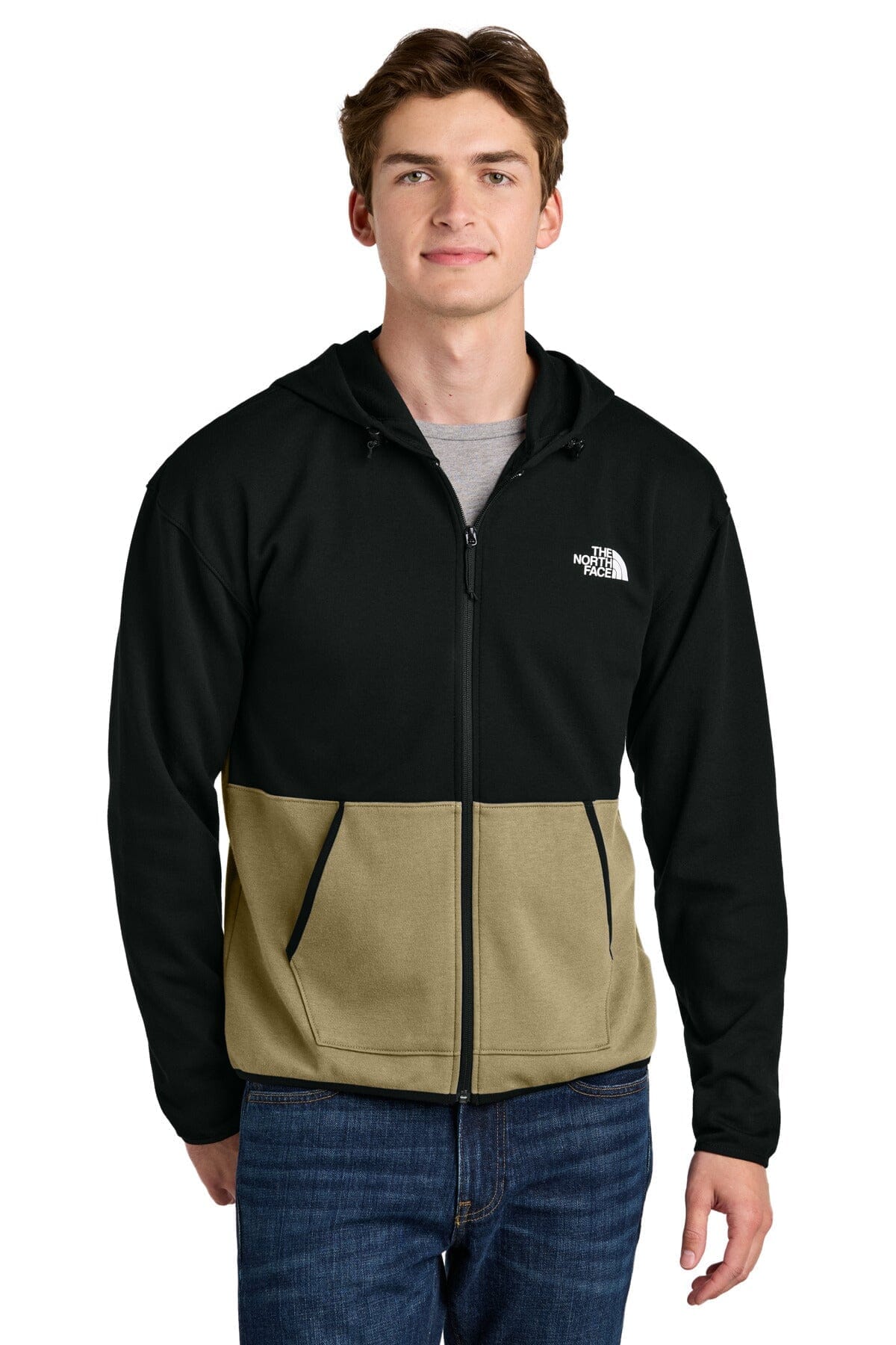 TNF Double-Knit Full-Zip Hoodie The North Face Luxvian Khaki Stone/ TNF Black S