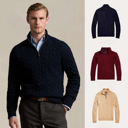 Kaufen Sie 1, erhalten Sie 3 – Winterset Baumwollstrickpullover mit Zopfmuster und Reißverschluss