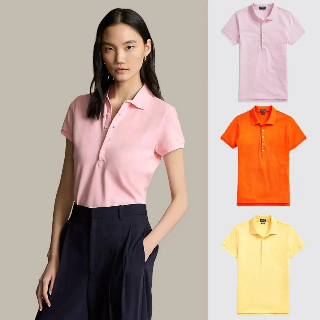 Kaufen Sie 1, erhalten Sie 3! Polo-Shirt-Set aus Piqué-Baumwolle Luxvian Rosa - Orange - Gelb S 