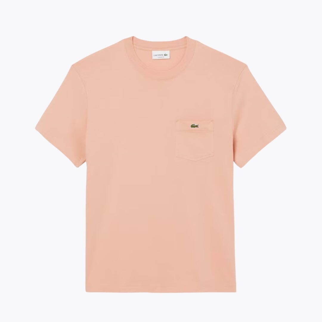 LC Cotton T-shirt with Breast Pocket Lacoste Luxvian Pinkish beige S 