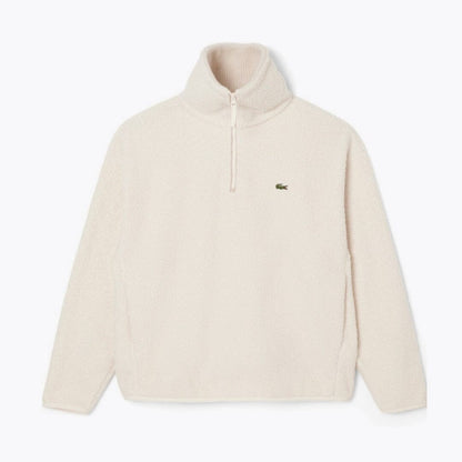 LC High Zipped Neck Polar Fleece Sweatshirt Lacoste Luxvian White S 