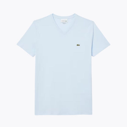 LC Lightweight Cotton Pima V Neck T-shirt Lacoste Luxvian Light blue S 