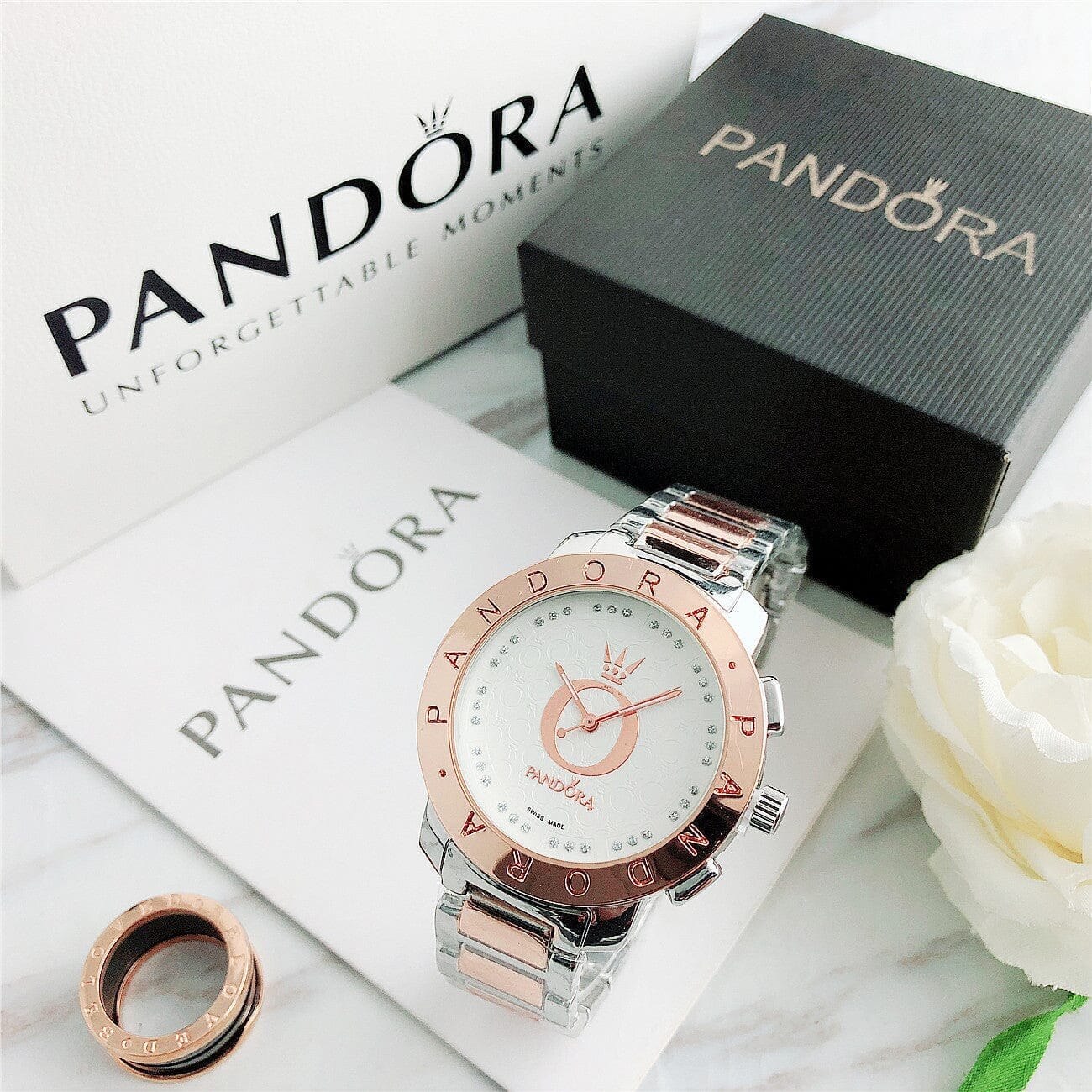 P A N D O R A Valentine's Pandora Aurev Rose White 