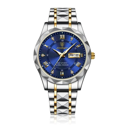 POEDAGAR Luminous Steel 40mm Watch - Water Resistant | Transferred steel Poedagar Luxvian Blue 