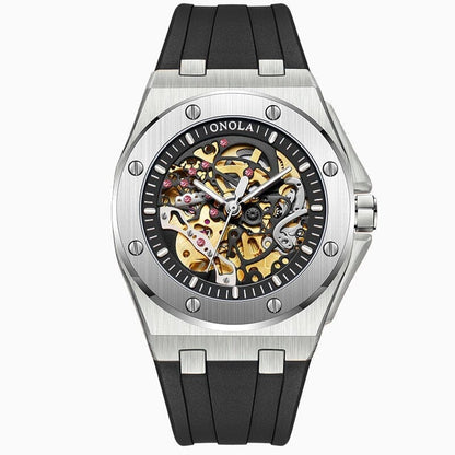 POEDAGAR Watch Skeleton Oak Poedagar Aurev Prata 