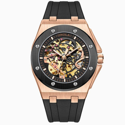 POEDAGAR Watch Skeleton Oak Poedagar Aurev Rose Black 
