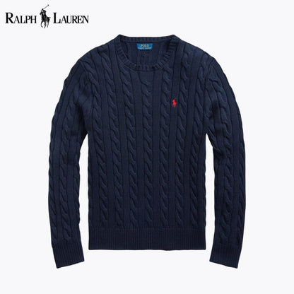 RL Cable-Knit Cotton Jumper Ralph Lauren Luxvian Navy Blue S 