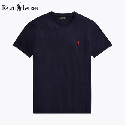 RL Custom Slim Fit Jersey Crewneck T-Shirt Ralph Lauren Luxvian Blue Navy S 