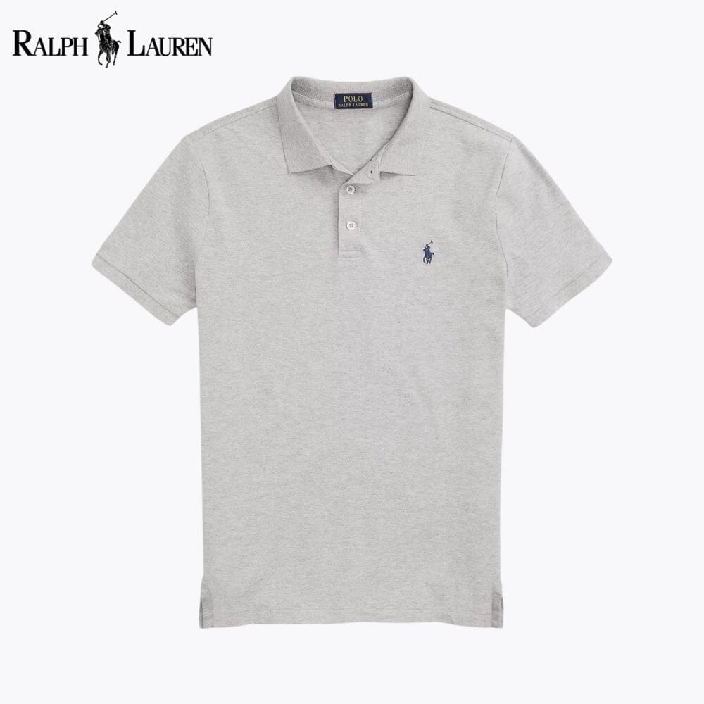 RL Custom Slim Fit Stretch Mesh Polo Shirt Ralph Lauren Aurev Gray S 