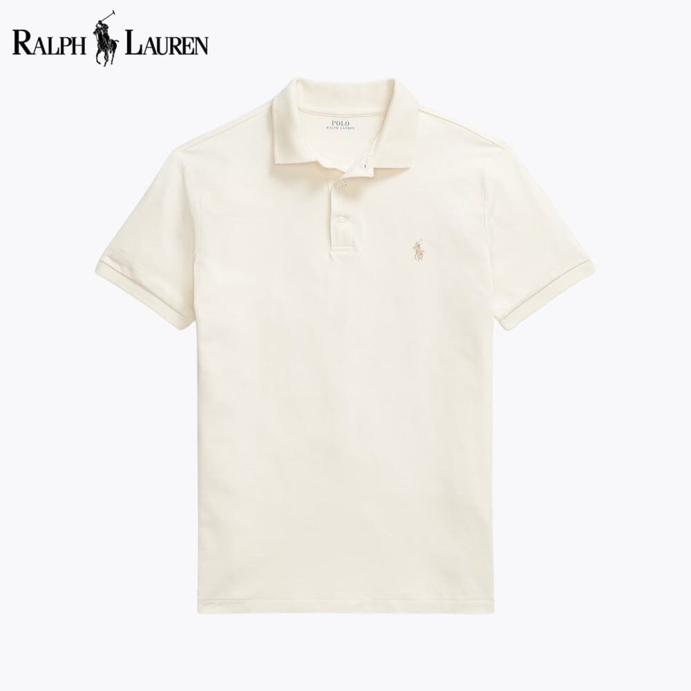 RL Custom Slim Fit Stretch Mesh Polo Shirt Ralph Lauren Luxvian Cream S 