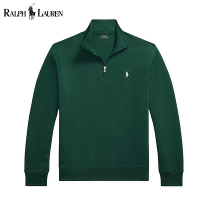 RL Double-Knit Mockneck Pullover Ralph Lauren Luxvian Pine Green S 