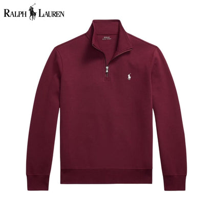 RL Double-Knit Mockneck Pullover Ralph Lauren Luxvian Wine S 