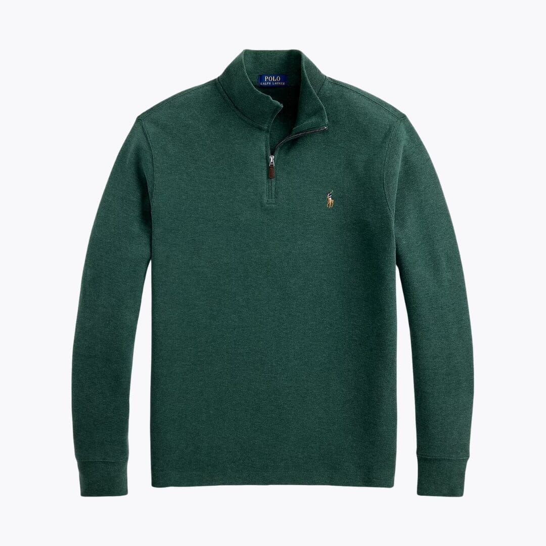 RL Estate-Rib Quarter-Zip Pullover Ralph Lauren Luxvian Scotch Pine Heather S 