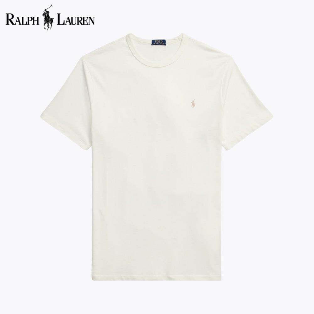 RL Jersey Crewneck T-Shirt Ralph Lauren Luxvian Cream S 