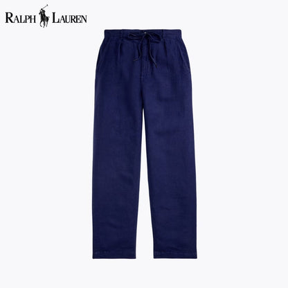 RL Lateef Relaxed Fit Pleated Linen Pant Ralph Lauren Luxvian Blue Navy 28 
