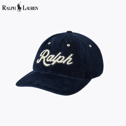 RL Logo Corduroy Ball Cap Ralph Lauren Aurev Hunter Navy 