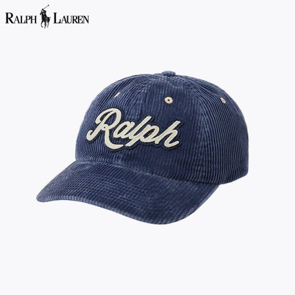 RL Logo Corduroy Ball Cap Ralph Lauren Luxvian Boston Navy 