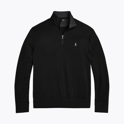 RL Luxury Jersey Quarter-Zip Pullover Ralph Lauren Luxvian Black S 