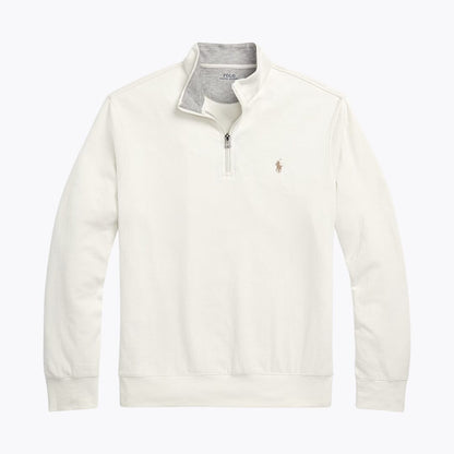 RL Luxury Jersey Quarter-Zip Pullover Ralph Lauren Luxvian Parchment Cream S 